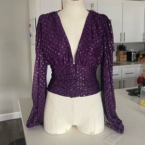 For love and lemons purple long sleeve button up top